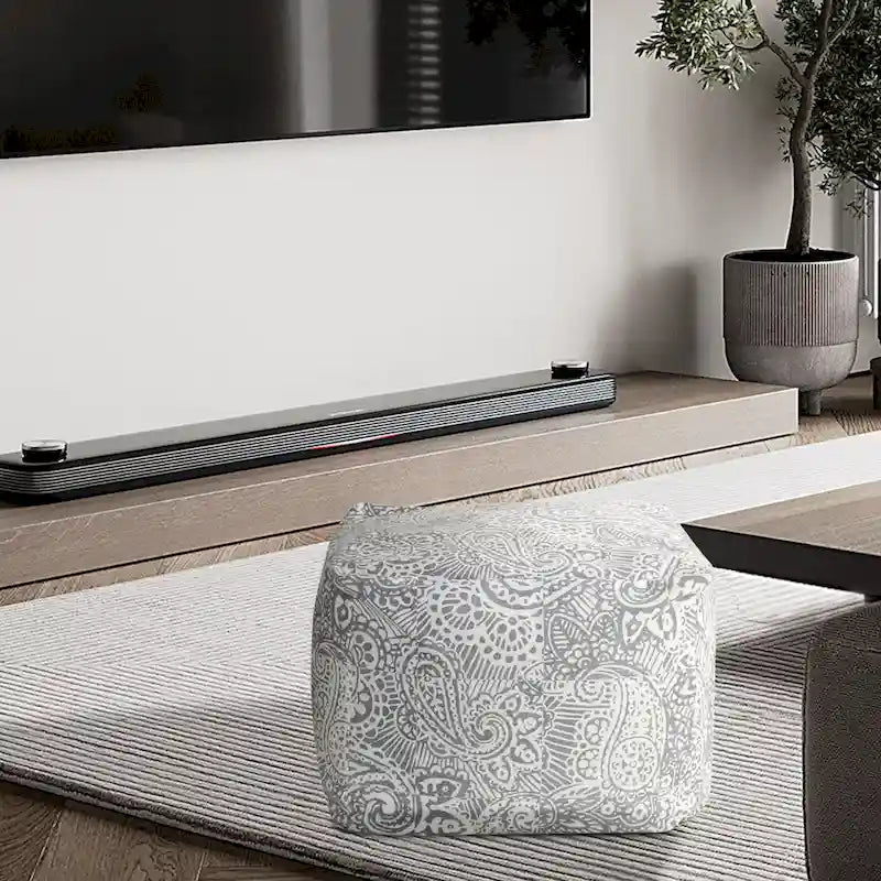 Glam 24 Inch Velvet Upholstered Pouf