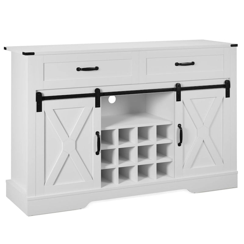 51.96 Inch Bar Cabinet with Wine Rack and Large Storage