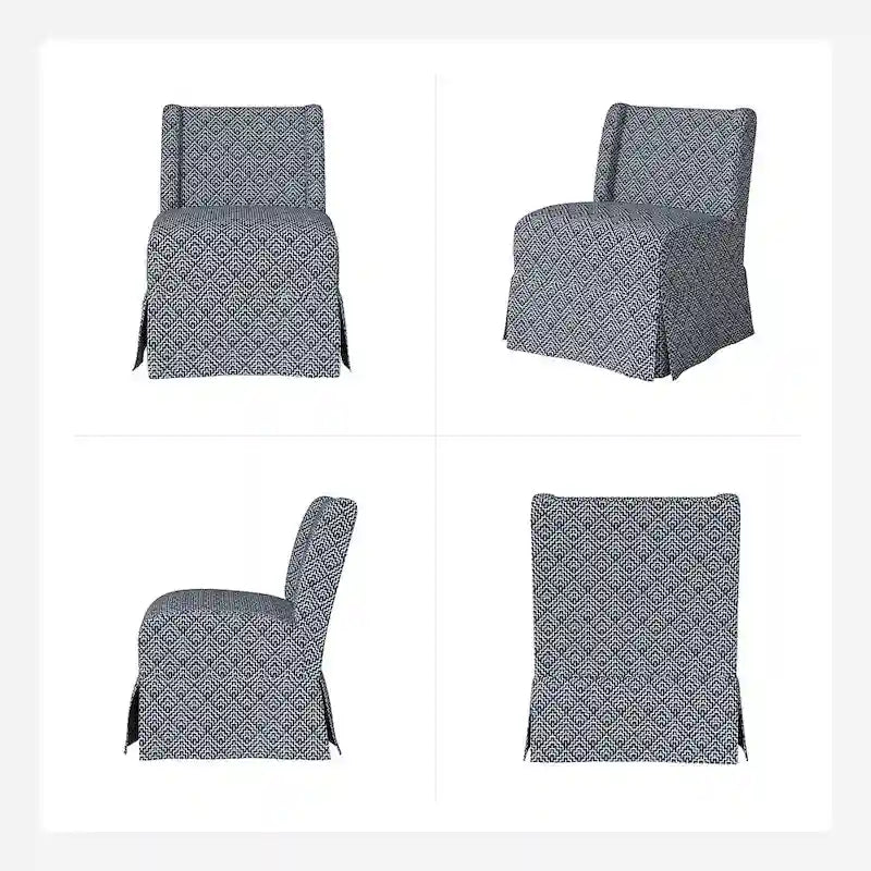 Upholstered Farmhouse Armless Chair with Slipcover and Solid Wood Legs