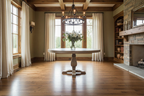 54 wide Round Dining Table in Natural wood finish - 54 x 54 x 30